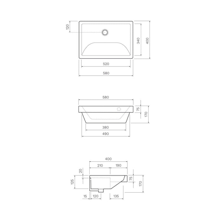 Parisi Quasar Semi Recessed Basin-VT460-blue-leaf-bathware