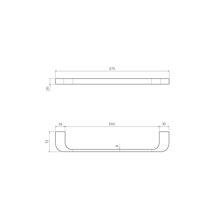 Parisi Quasar Single Towel Rail 570mm-PQ.TR57-blue-leaf-bathware