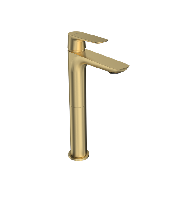 Parisi Slim II High Basin Mixer - Brushed Brass-S2.01-1HH120.46-blue-leaf-bathware