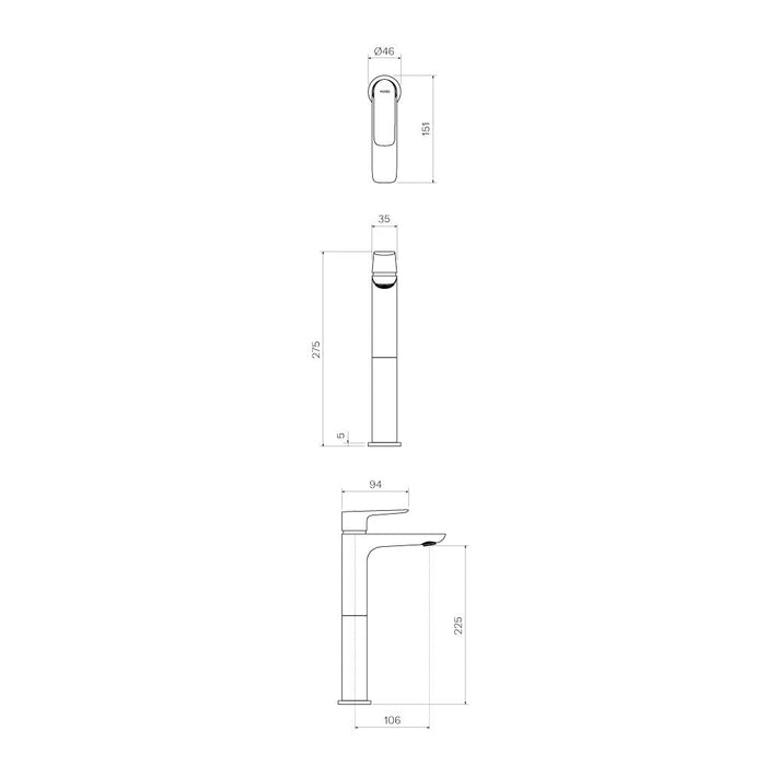 Parisi Slim II High Basin Mixer - Fucile-S2.01-1HH120.50-blue-leaf-bathware