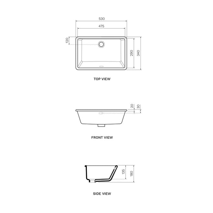 Parisi Slim II Undercounter Basin-PMP145-blue-leaf-bathware