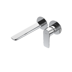 Parisi Slim II Wall Mixer with 190mm Spout (Individual Flanges) - Chrome-S2.01-2RF190-blue-leaf-bathware