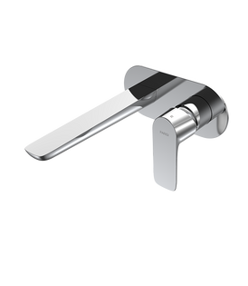 Parisi Slim II Wall Mixer with 190mm Spout on Elliptical Plate - Chrome-S2.01-2E190-blue-leaf-bathware