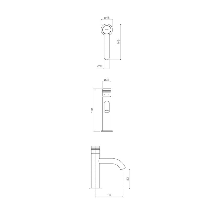 Parisi Todo II Basin Mixer with Curved Spout - Fucile-T2DO.01-1HC.50-blue-leaf-bathware