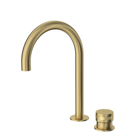 Parisi Todo II Hob Mixer with Round Swivel Spout - Brushed Brass-T2DO.06-2HSC.46-blue-leaf-bathware