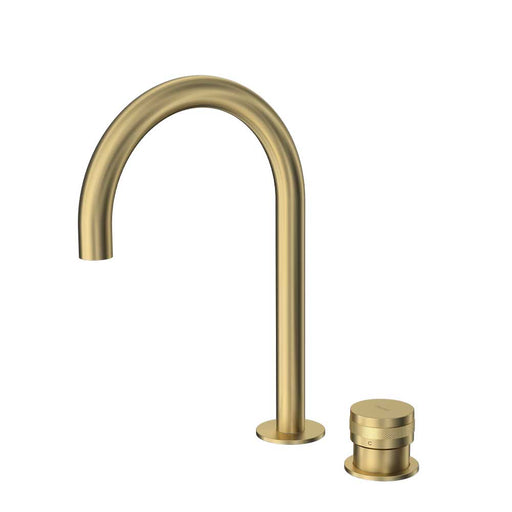 Parisi Todo II Hob Mixer with Round Swivel Spout - Brushed Brass-T2DO.06-2HSC.46-blue-leaf-bathware