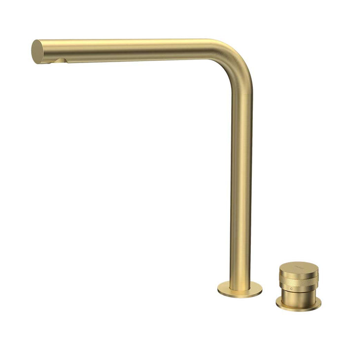 Parisi Todo II Hob Mixer with Straight Swivel Spout - Brushed Brass-T2DO.06-2HSF.46-blue-leaf-bathware