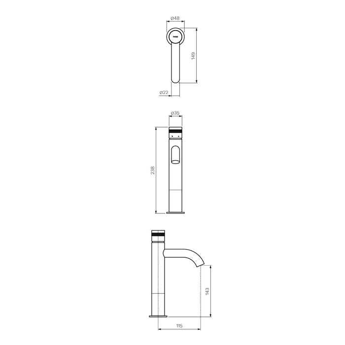 Parisi Todo II Mid Level Basin Mixer with Curved Spout - Brushed Brass-T2DO.01-1HCH60.46-blue-leaf-bathware