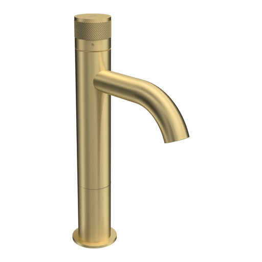 Parisi Todo II Mid Level Basin Mixer with Curved Spout - Brushed Brass-T2DO.01-1HCH60.46-blue-leaf-bathware