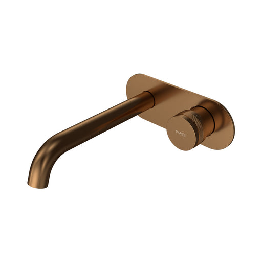 Parisi Todo II Wall Mixer with 190mm Curved Spout on Elliptical Plate - Matt Bronze-T2DO.01-2E190C.48-blue-leaf-bathware