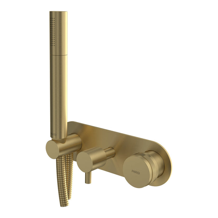 Parisi Todo II Wall Mixer with 2-Way Diverter and Handshower - Brushed Brass-T2DO.04-D2E-A.46-blue-leaf-bathware