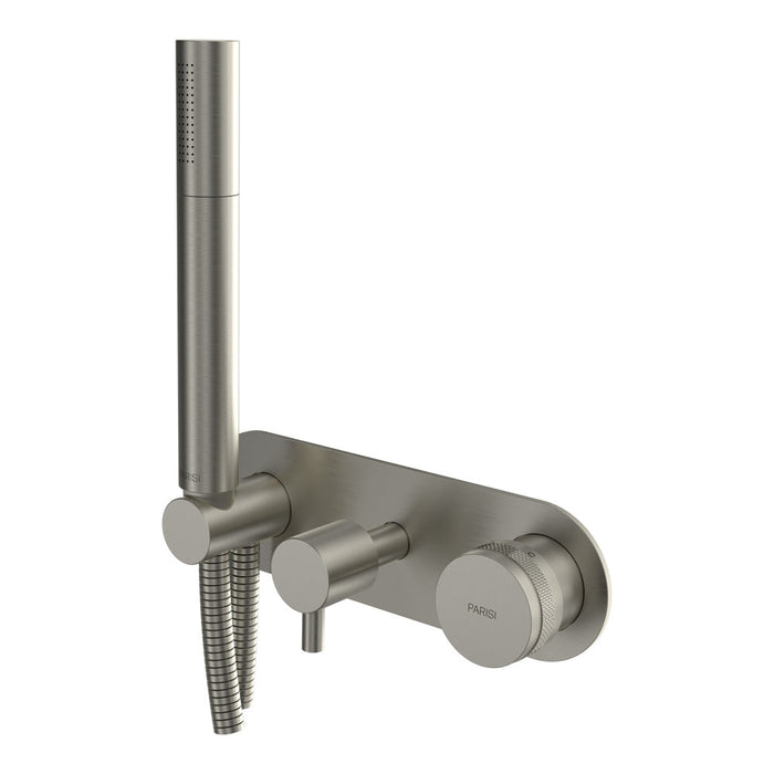 Parisi Todo II Wall Mixer with 2-Way Diverter and Handshower - Brushed Nickel-T2DO.04-D2E-A.41-blue-leaf-bathware