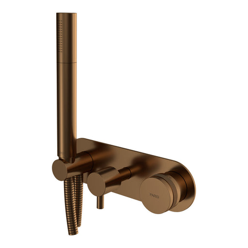 Parisi Todo II Wall Mixer with 2-Way Diverter and Handshower - Matt Bronze-T2DO.04-D2E-A.48-blue-leaf-bathware