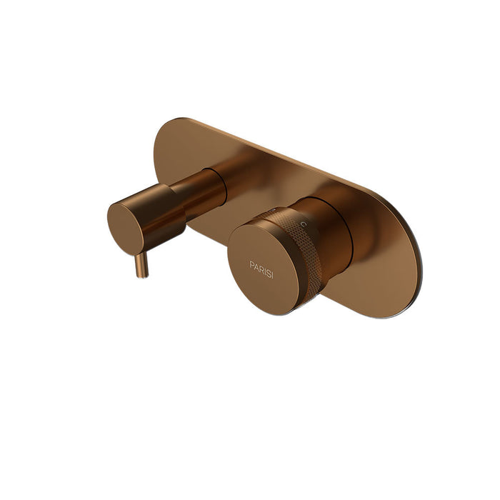 Parisi Todo II Wall Mixer with 3-Way Diverter - Brushed Brass-T2DO.04-D3E.46-blue-leaf-bathware