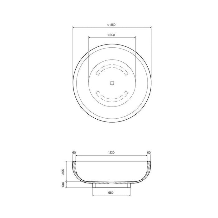 Parisi Tondo 1350mm Freestanding Bath-CS100-blue-leaf-bathware