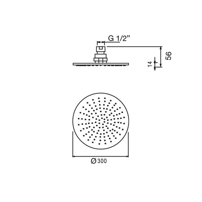 Parisi Tondo ABS Round Shower Head 300mm - Fucile-TO.SH.A300.50-blue-leaf-bathware