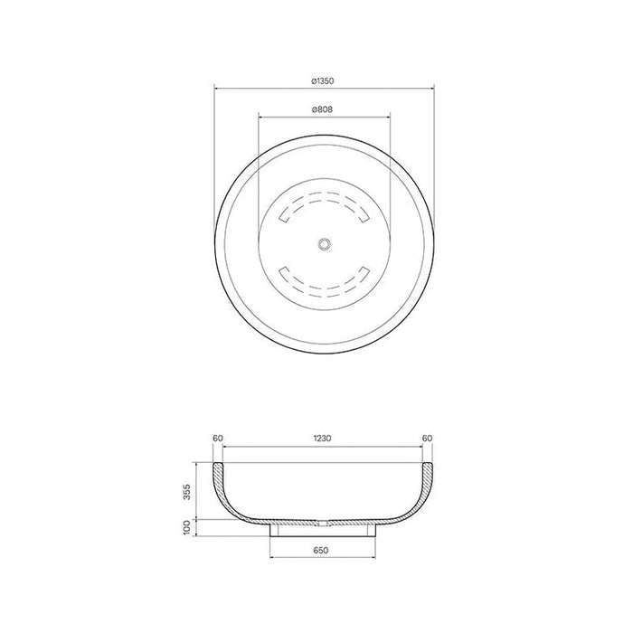 Parisi Tondo Floral 1350mm Freestanding Bath-CS100-D-blue-leaf-bathware