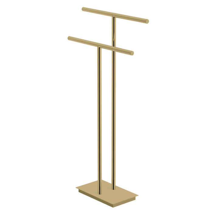 Parisi Tondo Freestanding Double Towel Holder - Brushed Brass-NE981.46-blue-leaf-bathware