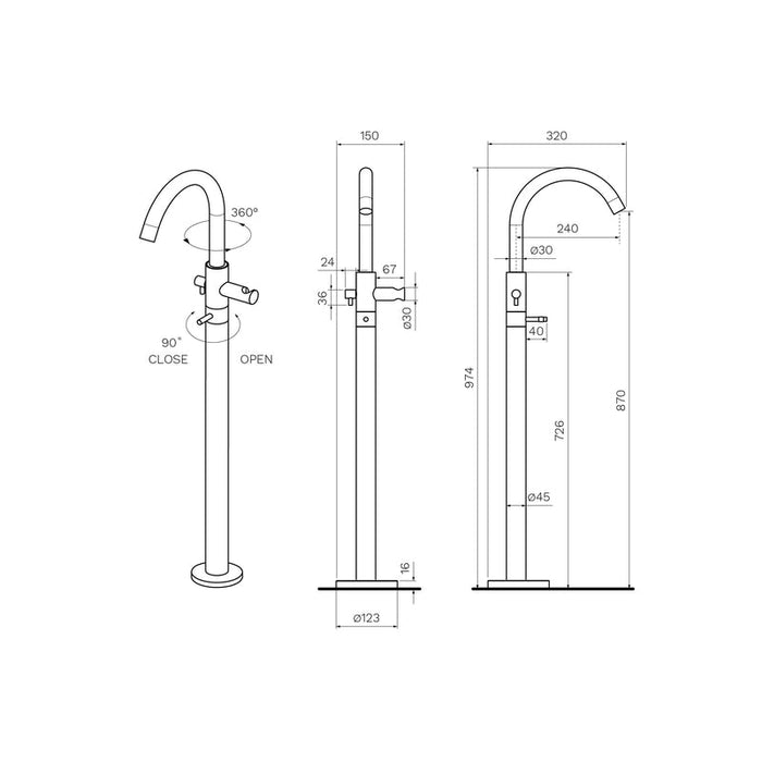 Parisi Tondo II Bath Filler with Hand Shower-T2.08-D2F-blue-leaf-bathware