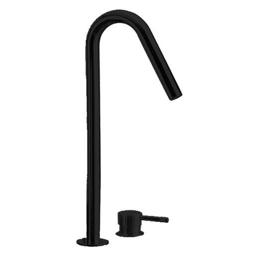 Parisi Tondo II Hob Mixer with Gooseneck Swivel Spout - Matt Black-T2.06-2HSE.02-blue-leaf-bathware