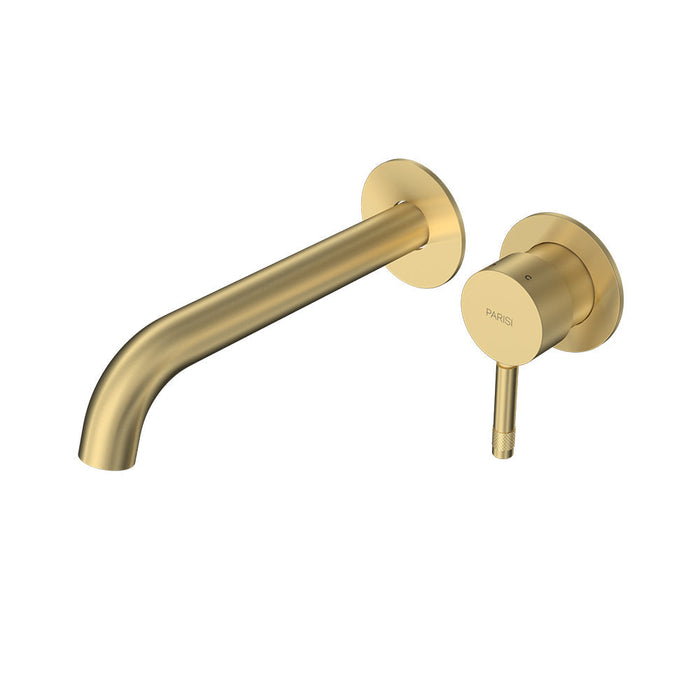 Parisi Tondo II Wall Mixer with 190mm Spout (Individual Flanges) - Brushed Brass-T2.01-2RF190C.46-blue-leaf-bathware