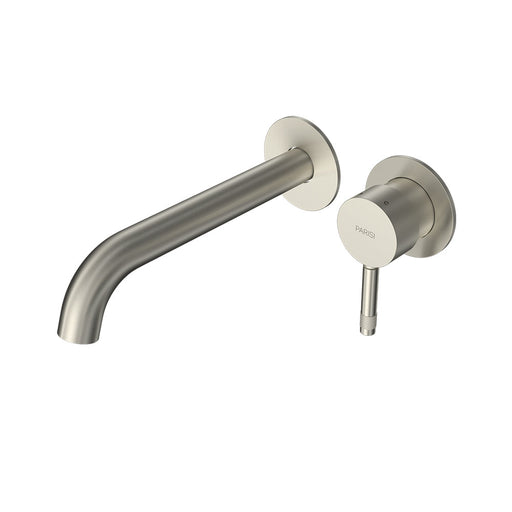 Parisi Tondo II Wall Mixer with 190mm Spout (Individual Flanges) - Brushed Nickel-T2.01-2RF190C.41-blue-leaf-bathware