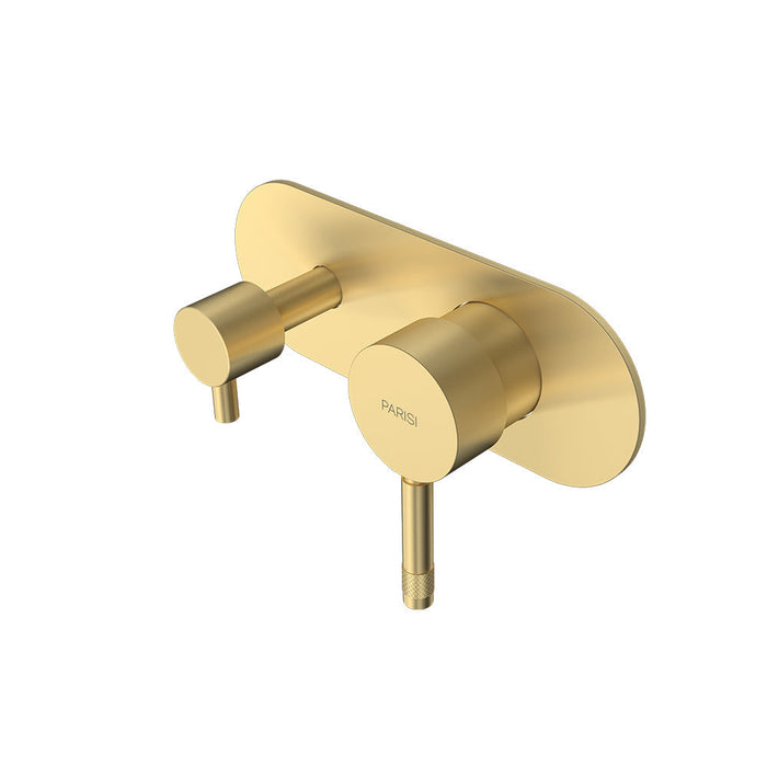 Parisi Tondo II Wall Mixer with 2-Way Diverter - Brushed Brass-T2.04-D2E.46-blue-leaf-bathware