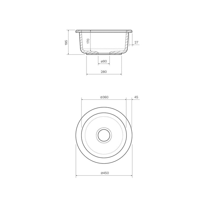 Parisi Tondo Inset Sink Round 450mm - Gloss White-GA5018-blue-leaf-bathware