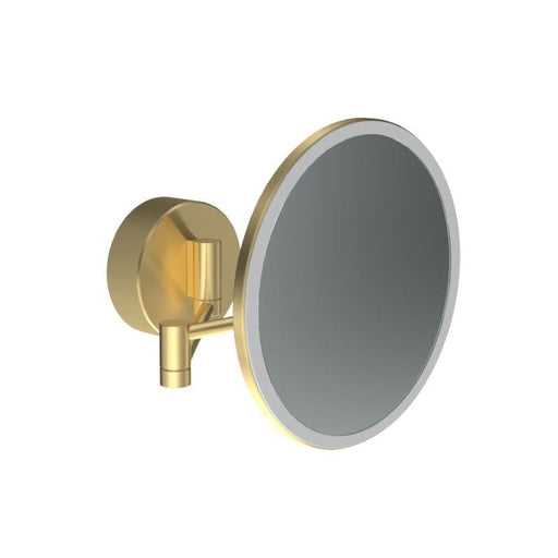 Parisi Tondo Round Magnifying Mirror with Light - Brushed Brass-NE185.46-blue-leaf-bathware