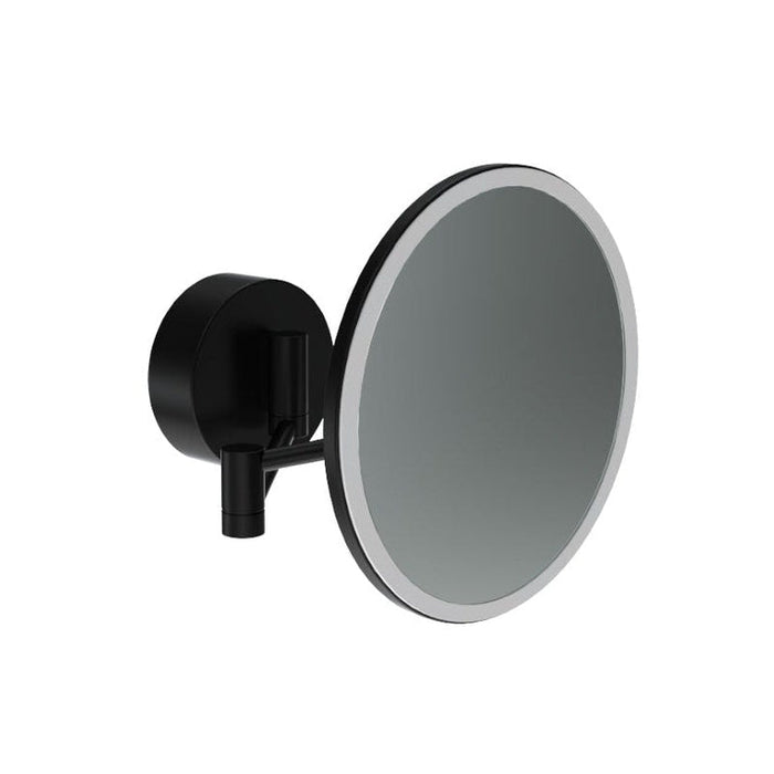 Parisi Tondo Round Magnifying Mirror with Light - Matt Black-NE185.02-blue-leaf-bathware