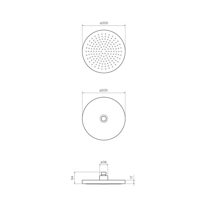 Parisi Tondo Round Shower Head 200mm ABS Chrome-TO.SH.A200-blue-leaf-bathware