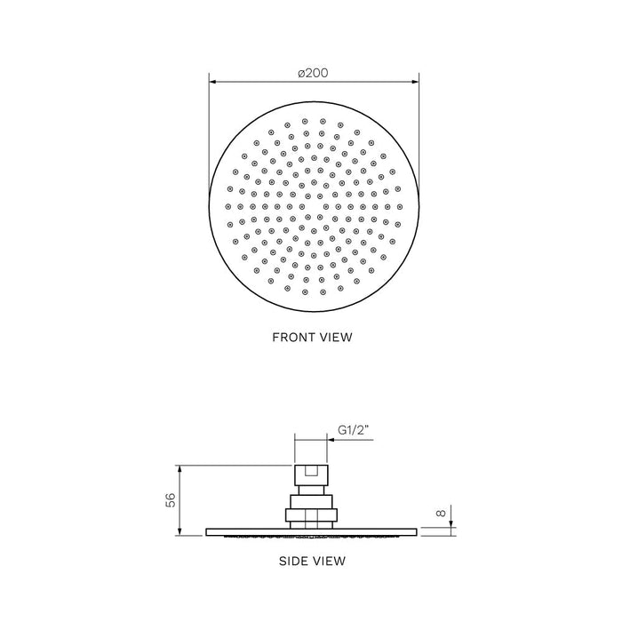 Parisi Tondo Round Shower Head 200mm (Brass) - Brushed Nickel-TO.SH.B200.41-blue-leaf-bathware