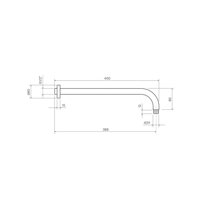 Parisi Tondo Wall Mount Shower Arm Curved Brushed Brass-TO.SA.1WC.46-blue-leaf-bathware