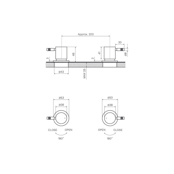 Parisi Tondo Wall Top Assemblies Pair-TO.00.CH-blue-leaf-bathware