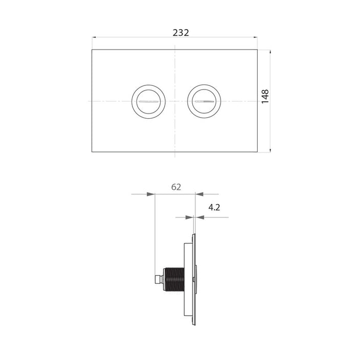 Parisi Twin Button Set on Black Glass Plate for Low Level Cisterns-PA254-blue-leaf-bathware