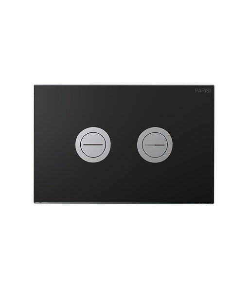 Parisi Twin Button Set on Black Glass Plate for Low Level Cisterns-PA254-blue-leaf-bathware