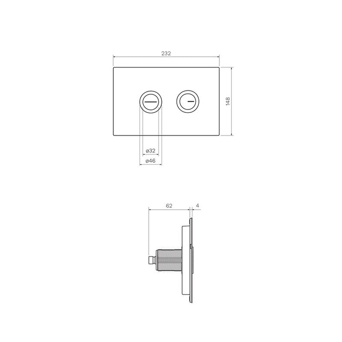 Parisi Twin Button Set on Brushed Brass Metal Plate for Low Level Cisterns-PA257-blue-leaf-bathware