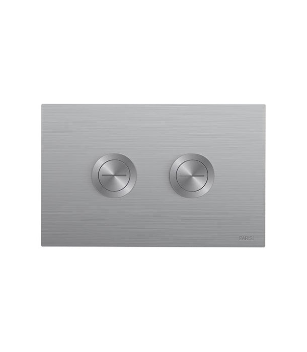 Parisi Twin Button Set on Brushed Chrome Metal Plate for Low Level Cisterns-PA252-blue-leaf-bathware