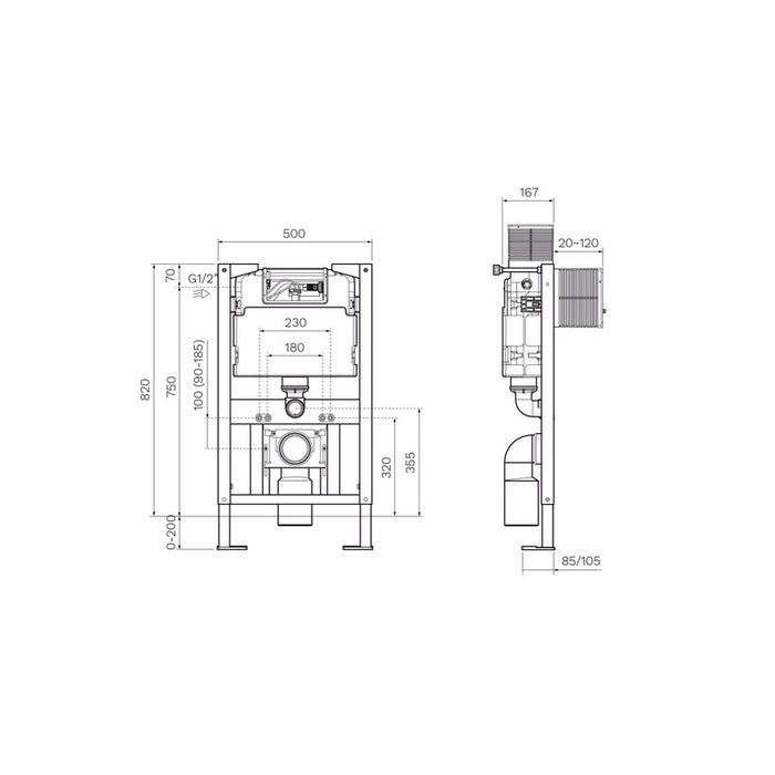 Parisi Undercounter Concealed Cistern with Metal Frame (Twin Buttons)-PA141-blue-leaf-bathware