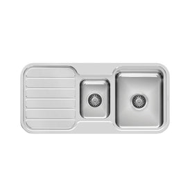 Phoenix 1000 Series 1 and 1/3 Right Hand Bowl Sink with Drainer - Stainless Steel-300-4301-50-blue-leaf-bathware