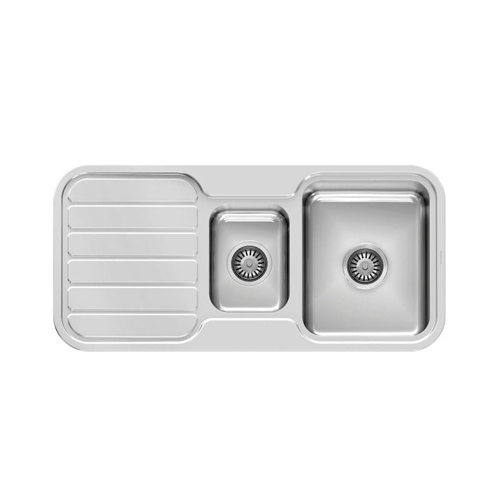 Phoenix 1000 Series 1 and 1/3 Right Hand Bowl Sink with Drainer - Stainless Steel-300-4301-50-blue-leaf-bathware