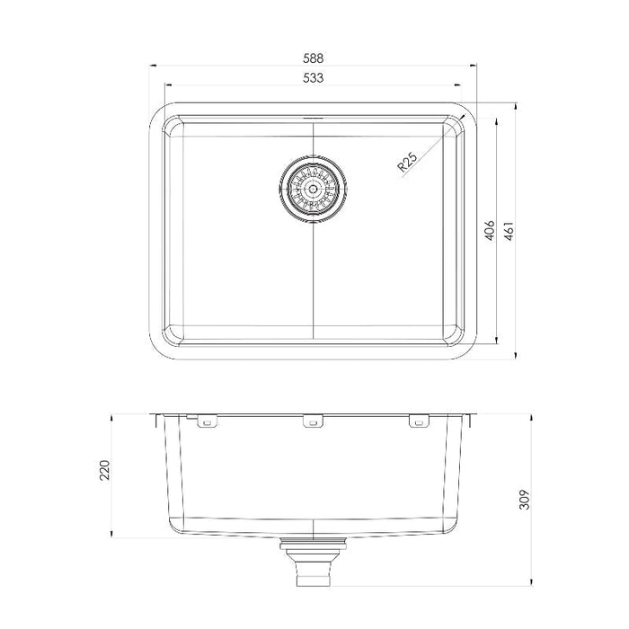 Phoenix 2000 Series Large Single Bowl Sink - Stainless Steel-303-1002-51-blue-leaf-bathware