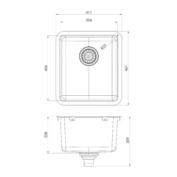 Phoenix 2000 Series Single Bowl Sink - Stainless Steel-303-0002-51-blue-leaf-bathware