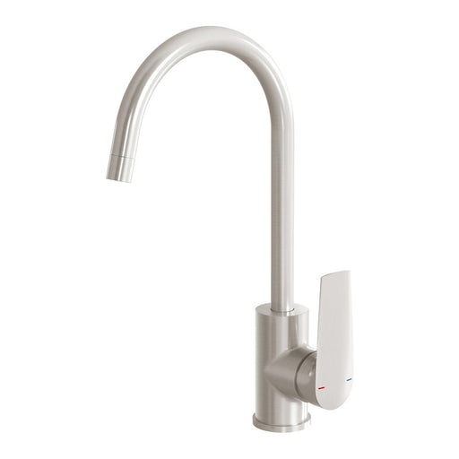 Phoenix Arlo Sink Mixer 200mm Gooseneck - Brushed Nickel-151-7310-40-blue-leaf-bathware