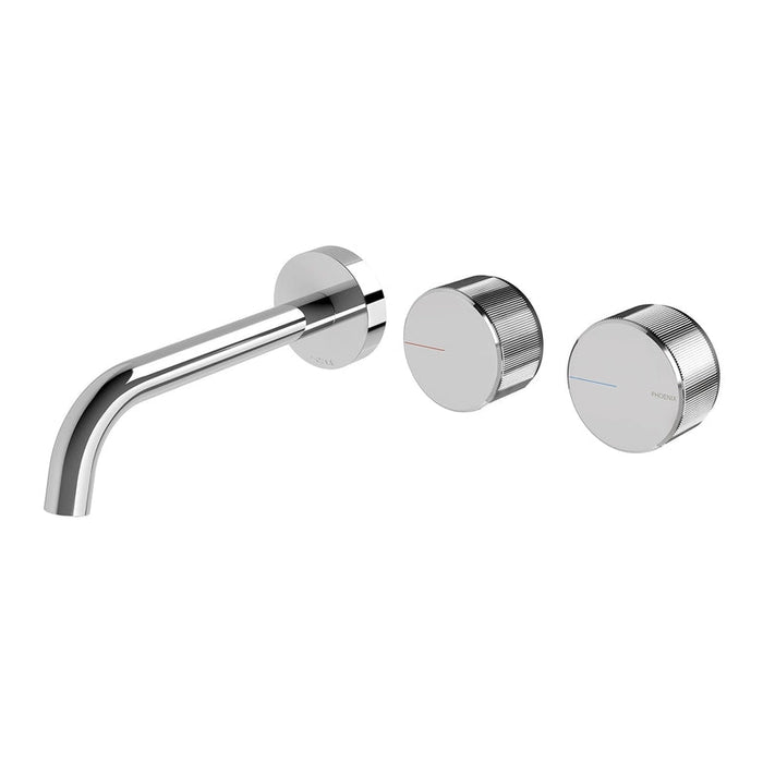 Phoenix Axia Wall Basin / Bath Curved Outlet Hostess Set 180mm Chrome-117-1125-00-blue-leaf-bathware