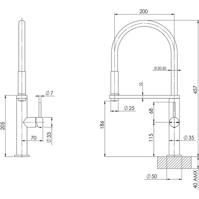 Phoenix Blix Flexible Hose Sink Mixer Round - Brushed Nickel-10473100BN-blue-leaf-bathware