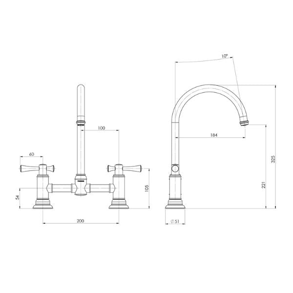 Phoenix Cromford Exposed Sink Set - Brushed Nickel-134-1070-40-blue-leaf-bathware