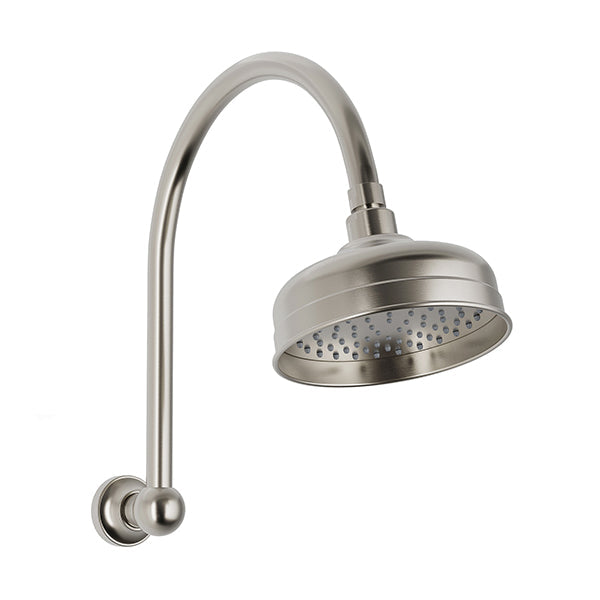 Phoenix Cromford High-Rise Shower Arm and Rose - Brushed Nickel-134-5300-40-blue-leaf-bathware