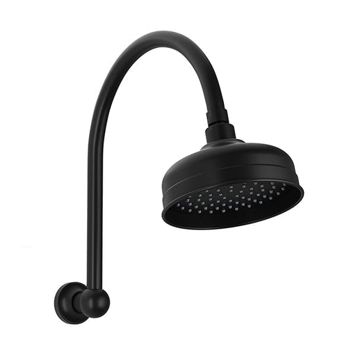 Phoenix Cromford High-Rise Shower Arm and Rose - Matte Black-134-5300-10-blue-leaf-bathware