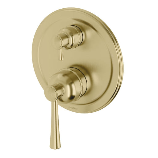 Phoenix Cromford Shower / Wall Diverter Mixer - Brushed Gold-134-2940-12+250-2930-blue-leaf-bathware